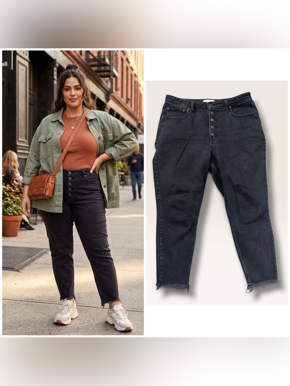 Abercrombie & Fitch Curve Love Skinny High-Rise Button-Fly Black Jeans, 32/14